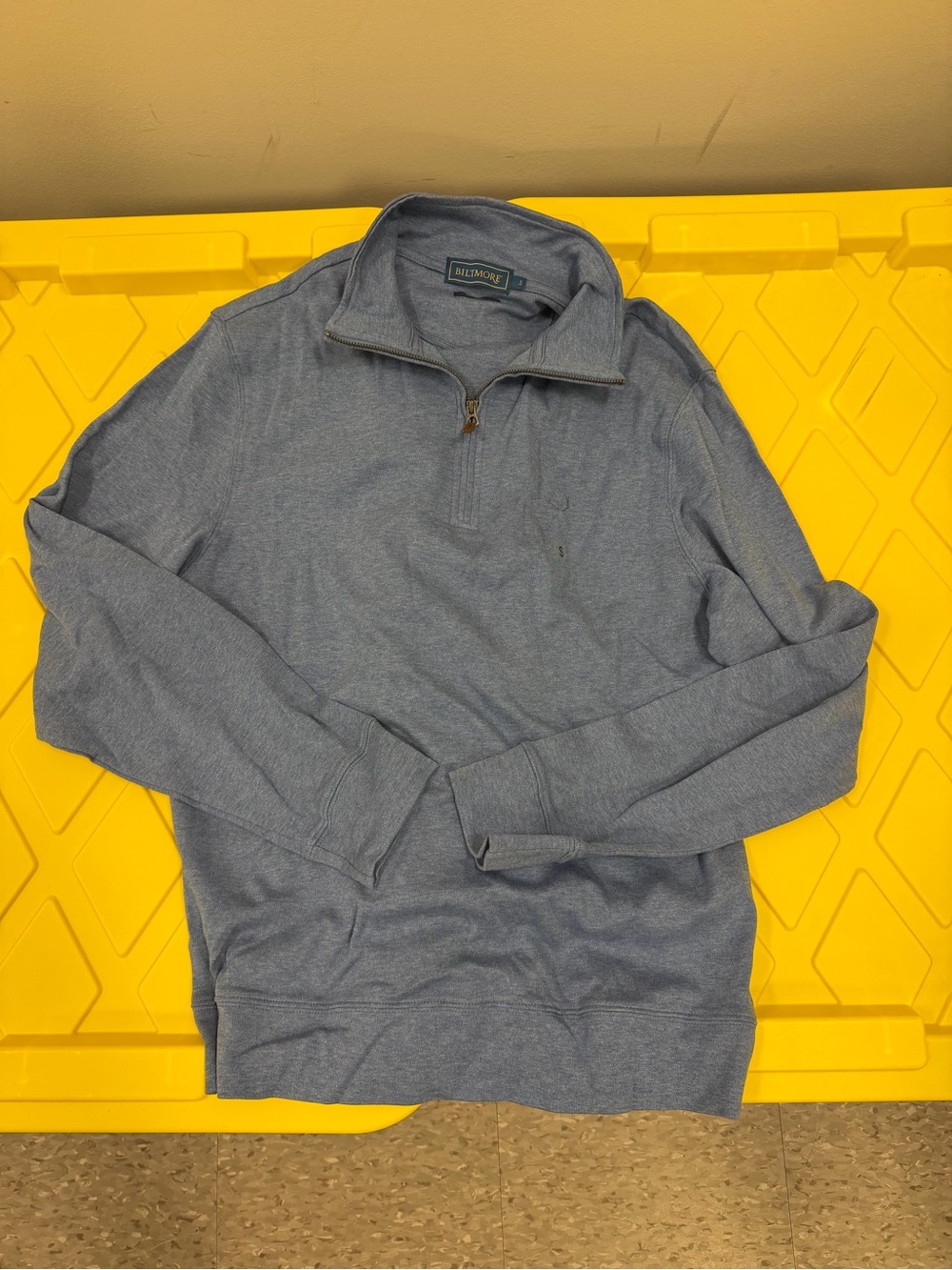 Light Blue Half-Zip Sweater - Classic Stand Collar